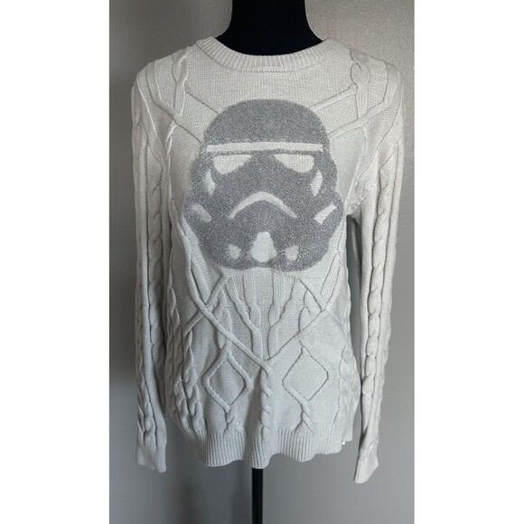 New Disney Parks Lagenlook Grey Cable Knit Stormtrooper Jumper -Darth Vader S - Picture 1 of 7